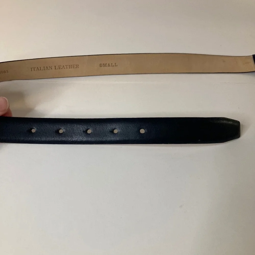 Womens DKNY Italian Leather Belt Black S Silver‎ Buckle